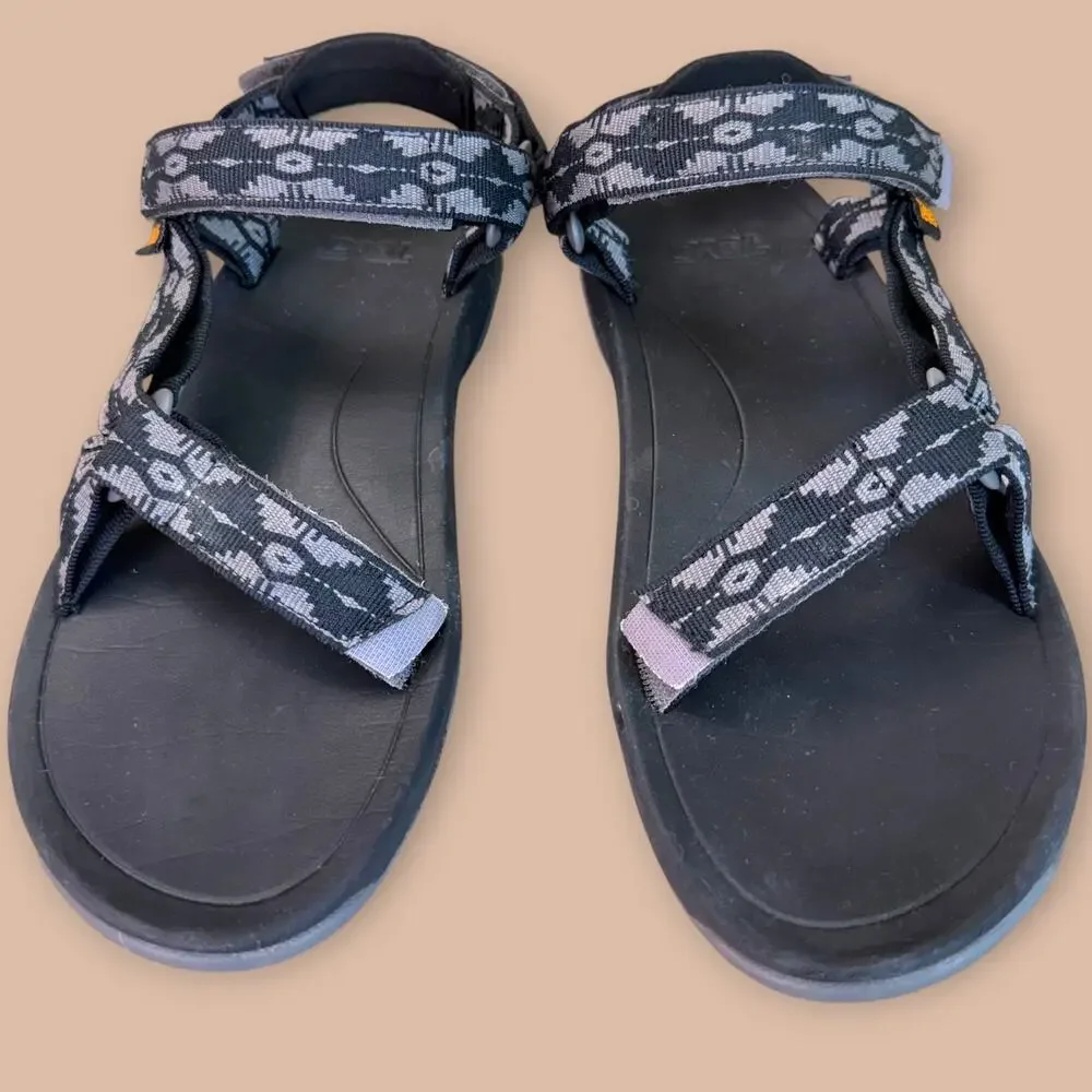 Teva Mens Sports Strappy Walking Sandals Hiking Water Size 7 Aztec Black Gray